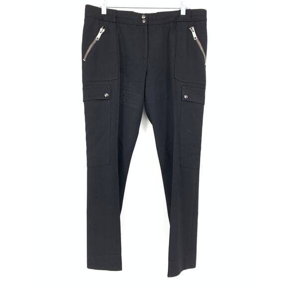 Burberry Cargo Pants Women's Sz 12 Wool Zipper Details Black Slim Straight *READ - Picture 1 of 8